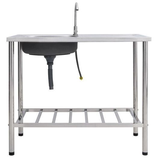 Camping Sink Single Basin with Tap Stainless Steel