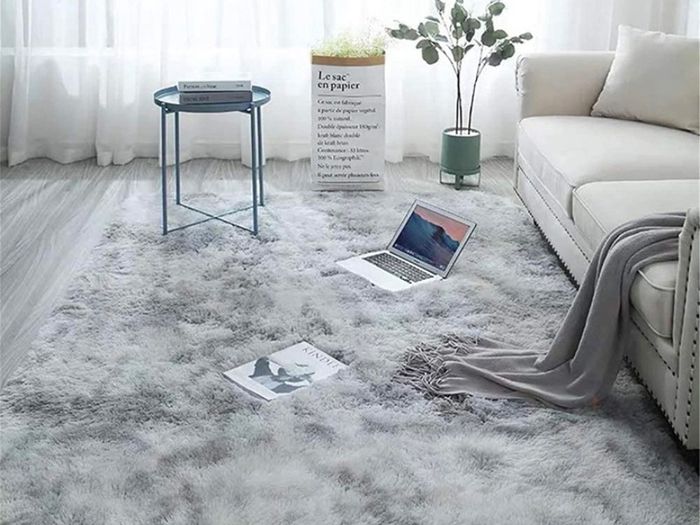 Soft Touch Area Rug Bedroom Anti-Skid Yoga Carpet Shaggy Rugs Fluffy Motley Tie-dye Carpets Light Grey 60 x 120 cm MULTIPLE COLOURS, SIZES AVAILABLE (FREE POSTAGE)