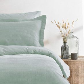 King-size Waffle Duvet Cover Set by The Linen Yard (Seafoam colour)
