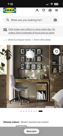 IKEA Tonstad dark oak veneer desk with drawer