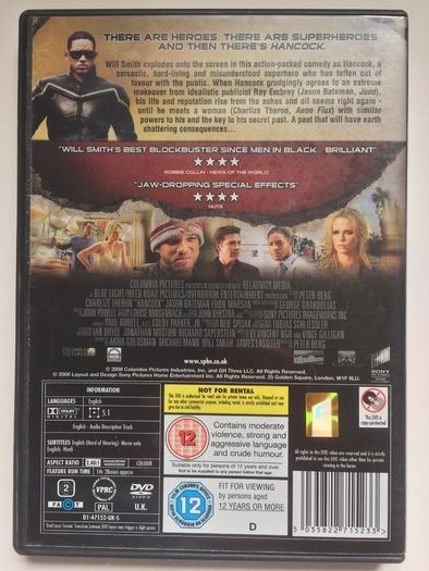 Hancock [2008] Will Smith, Charlize Theron & Jason Bateman [Movie DVD]