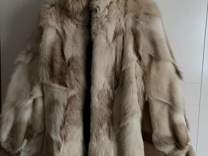 Tan and white vintage fur coat