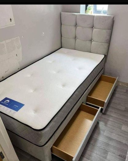 New Stylish single ,Double 4ft, 4ft6, King 5ft And 6ft Superking Sizes Divan Beds Instock. Drawers And Optional Tufted Mattresses Available. Free Delivery