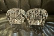 Lot of 2 Waterford Crystal Round Ball Taper Candle Holders