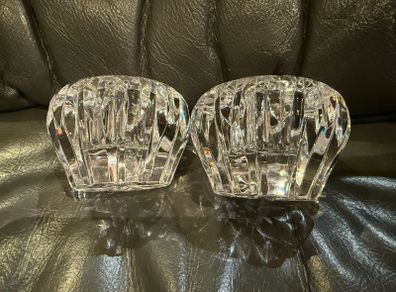 Lot of 2 Waterford Crystal Round Ball Taper Candle Holders