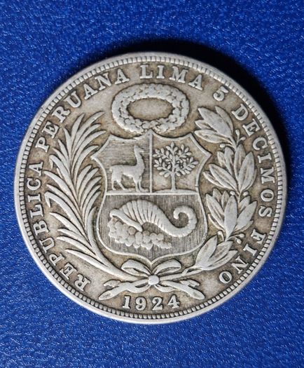 PERU 1 sol 1924 silver coin
