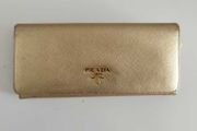 Authentic Prada Milano Golden Saffiano Leather Long Wallet