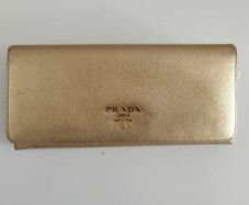 Authentic Prada Milano Golden Saffiano Leather Long Wallet