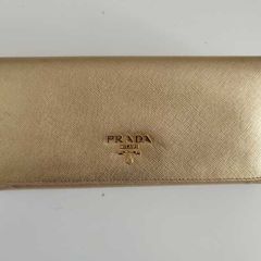 Authentic Prada Milano Golden Saffiano Leather Long Wallet