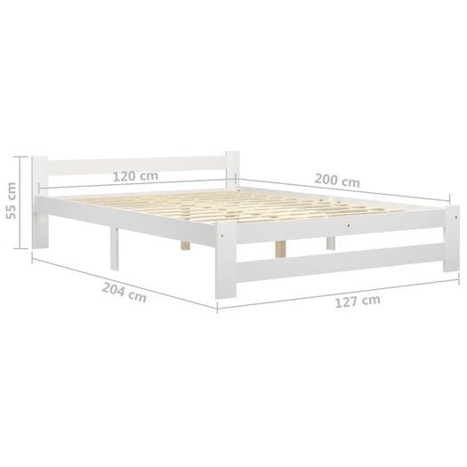 Bed Frame White Solid Pine Wood 120x200 cm