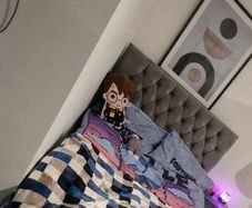 Small Double Grey Velvet Bed
