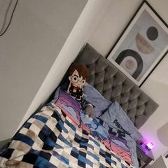 Small Double Grey Velvet Bed