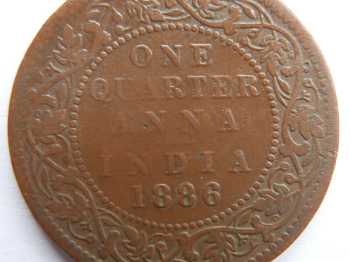 BRITISH INDIA 1886 1/4 Anna Queen Victoria Empress