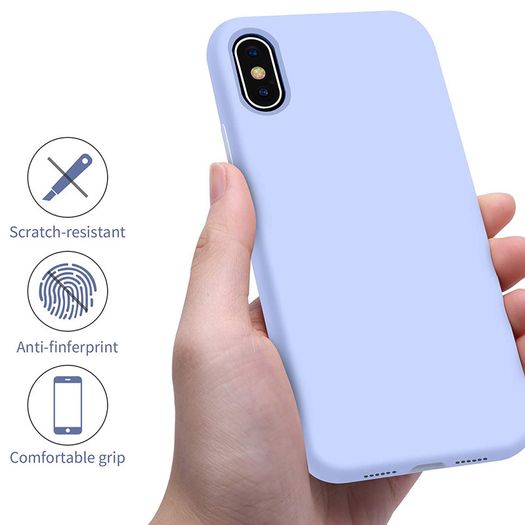 Liquid Silicone Case For iPhone XS Max Luxury Thin ShockProof Soft Phone Cover Purple - FHT4IPXSMLK