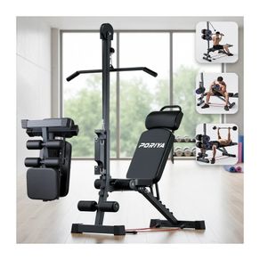 NEW PRO MULTI GYM BENCH 9 In 1 Foldable Adjustable Weight Bench with Barbell Rack - FREE DELIVERY