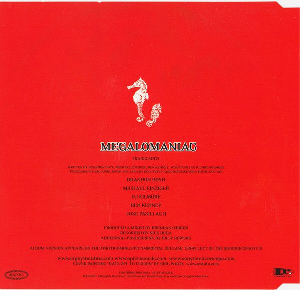 Incubus "Megalomaniac" CD, Promo