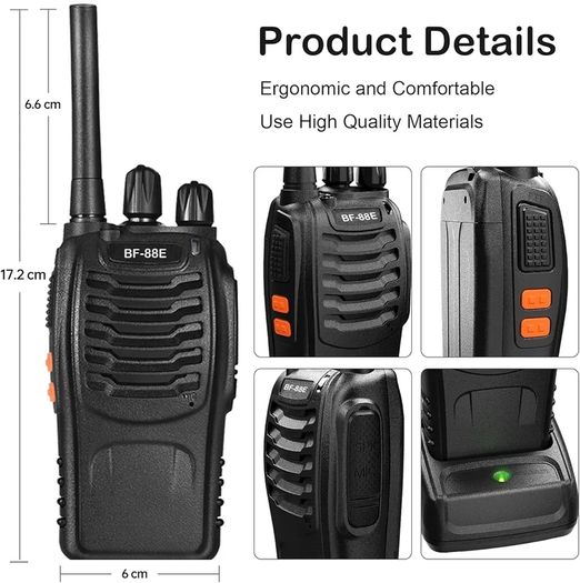 2Pcs Walkie Talkies Rechargeable, Walkie Talkies for Adults Professional Long Range 16CH Two Way Radio, Supports Hand Free VOX Function with LED Light Earpieces for Outdoor,