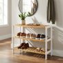 3 Tier Natural Bamboo Shoe Rack Easy Assembly & Strong Design Stand Shelf Organiser Ideal for Corridor,Bedroom,Bathroom,Hallway & Small Spaces Large Capacity Up to 9 Pairs of Shoes(55x70x25cm) Image 2