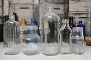 417 - Vintage Ribbed Collectible Decorative Bottles and Jars