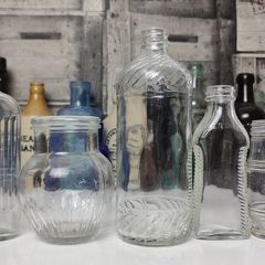 417 - Vintage Ribbed Collectible Decorative Bottles and Jars