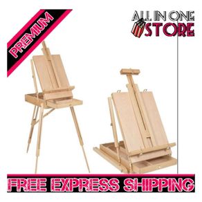 Wooden Easel & Painting Storage Box with Drawer, Shoulder Strap, Palette,Indoor Outdoor Field Folding Portable Easel, Box Easel Sketchbox for Painting, Sketching, Display (FREE POSTAGE)