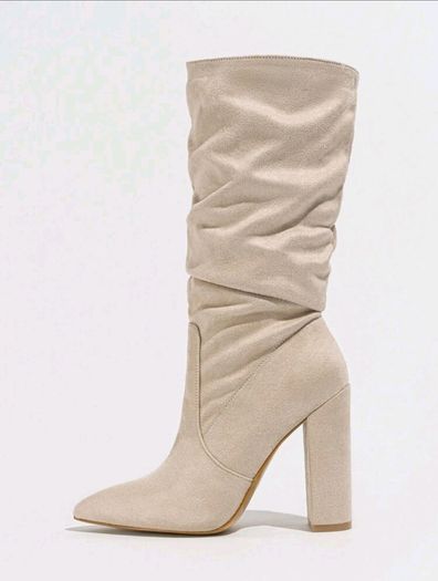 Brand New Apricot Slip On  Suede Ankle Boots, size 40