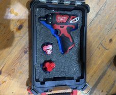 Milwaukee m12 bsd with 2 batteries and pack out box