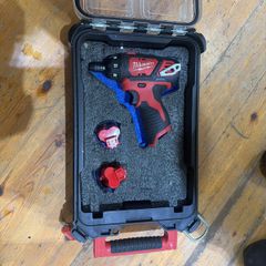 Milwaukee m12 bsd with 2 batteries and pack out box
