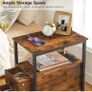 2 Side Tables, Narrow Bedside Rustic Brown Image 3