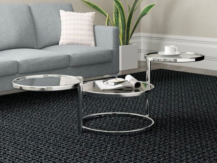 Eterntity Glass Coffee Table Frames with Swivel Motion, Chrome/Clear, 58x50x43 cm (FREE POSTAGE)