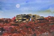 3 rock mountain watercolour