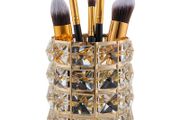 Crystal Storage Box Makeup Organizer Nail Brush Holder - GOLD