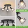 3 Way Ceiling Spotlight Rotatable - Spot Light Ceiling Black Ceiling Lights Industrial E14 - Spot Light Fittings Wire Cage Wall Spotlight Bar for Kitchen Living Room Bedroom No Bulb Image 6