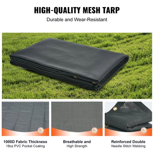 6 x 14ft Heavy Duty Dump Truck Mesh Tarp PVC Coated with Reinforced Stitching and Brass Grommets