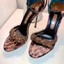 Brown and Gold Designer Gina Stilettos Size 5.5 Image 7