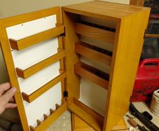 Rotating double sided wooden jewellry box with 2 mirrors