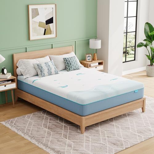 Double Mattress, 20CM Ocean-Inspired Double Memory Foam Mattress with Cooling Gel Foam and Breathable Mesh - Medium Firm, 135x190x20cm