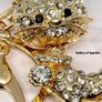 Created Black & White Austrian Crystal Cat Keychain In Yellow Gold Tone Image 6