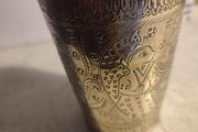 Antique Brass Glass Cup Original Old Hand Crafted Engraved