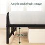 3ft Single Bed Frame with Headboard (90 x 190 cm) - 14'' Height - Metal Bed Base with Footboard - Steel Slat Support - Easy Assembly - Black Image 8