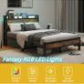 Double Size Bed Frame with Charging Station and LED Lights Image 3