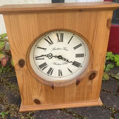 Large pine mantle country style clock free postage