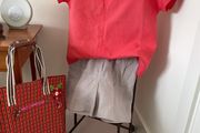Coral red linen blouse Size Uk 10 or 12
