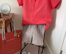Coral red linen blouse Size Uk 10 or 12