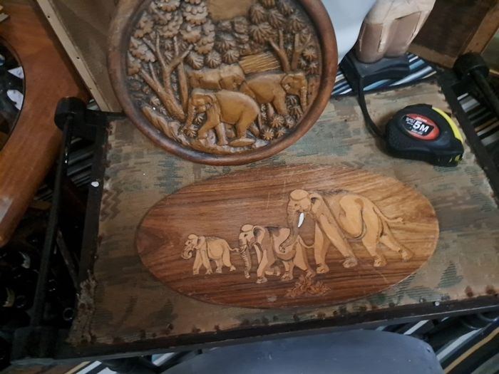 Vintage Wooden Elephant Plaques