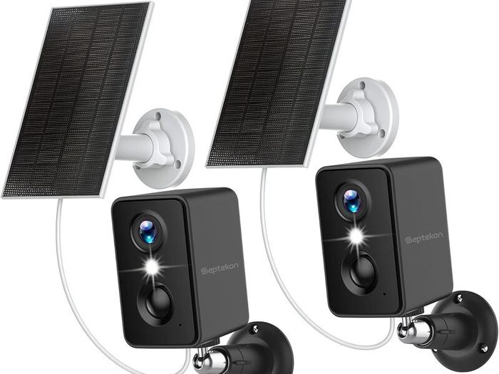 Camera Outdoor Wireless,Flood Light WiFi Battery Camera with Solar Panel,PIR Human Detection with 3MP Color Night Vision, 2-Way Talk, IP66 Waterproof Black 2Pack