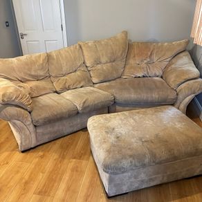 Couch with a  2 seater and a puffer