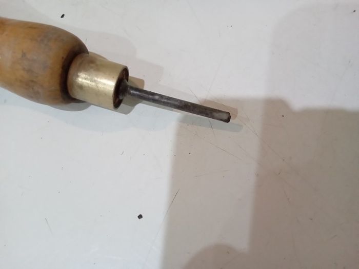 vintage tool Awl with brass collar