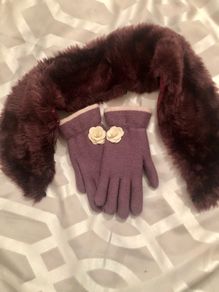 Luxurious faux fur scarf and gloves