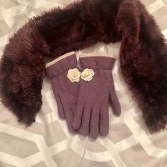 Luxurious faux fur scarf and gloves